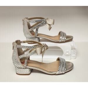 Gianni Bini-GB Girl's Silver Studded Back Zipper D'Orsay Heel Shoes Size 2M